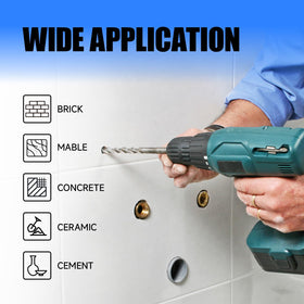 Pro Edge Technology drill set used on brick, tile, and glass surfaces.