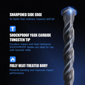 Carbide tipped masonry drill bit from Pro Edge Technology drilling concrete.