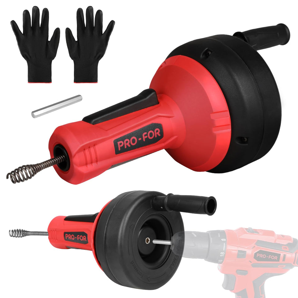 PRO-FOR drain auger in use clearing a kitchen sink clog