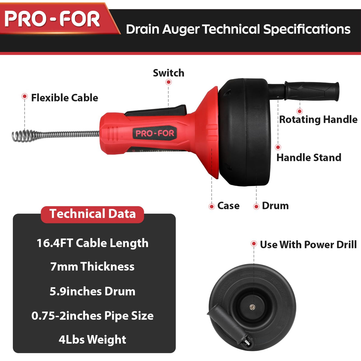 Hair and grease removal with PRO-FOR drain auger in action