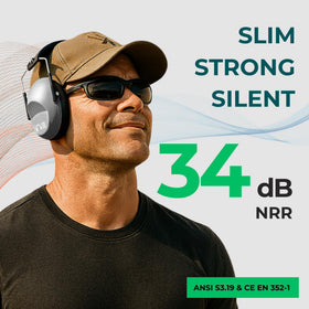 Pro For Sho adjustable headband on 34dB NRR ear muffs for secure fit