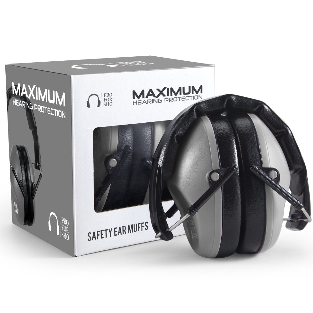 Pro For Sho 34dB NRR ear muffs folded for travel protection