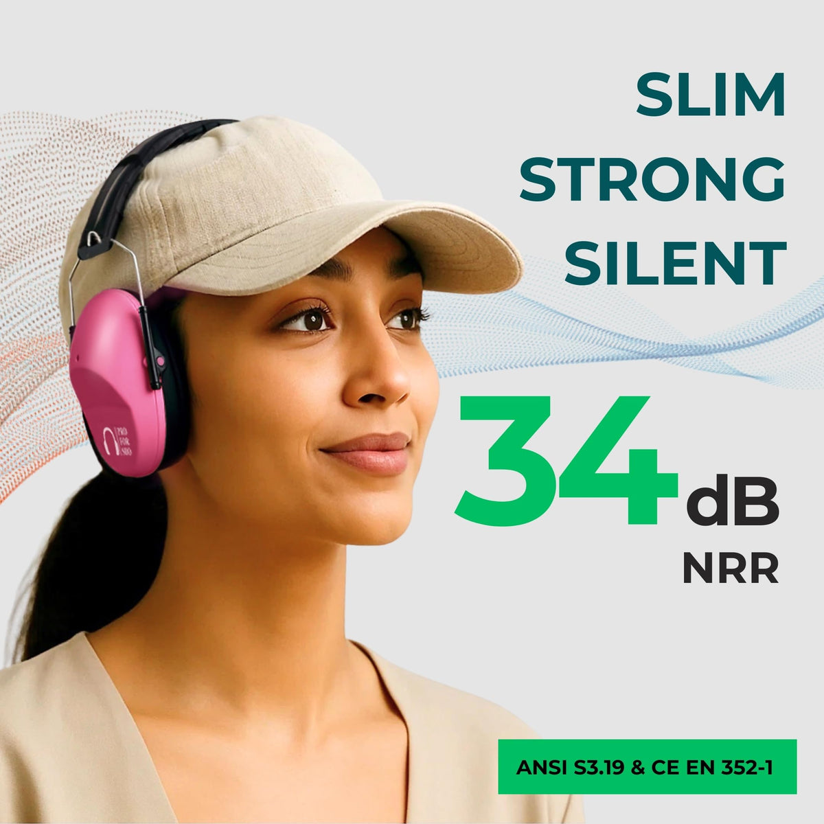 Pro For Sho ear muffs headband adjusted for comfortable fit pink.