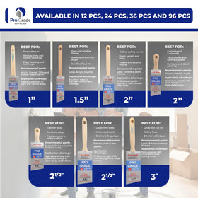 Pro Grade 10-pack brushes, 1.5-inch for smooth edge work.
