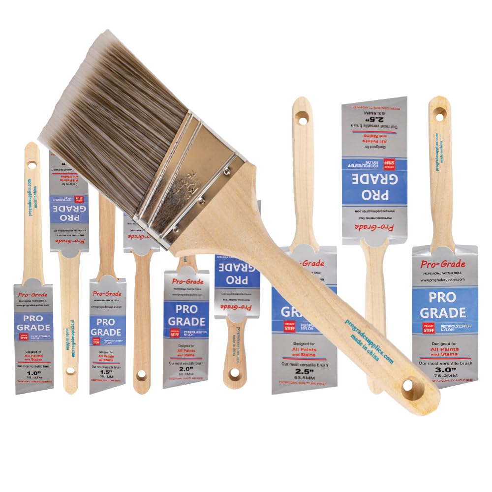 Pro Grade 10-pack brushes with 1-inch tip for precise cut-ins.