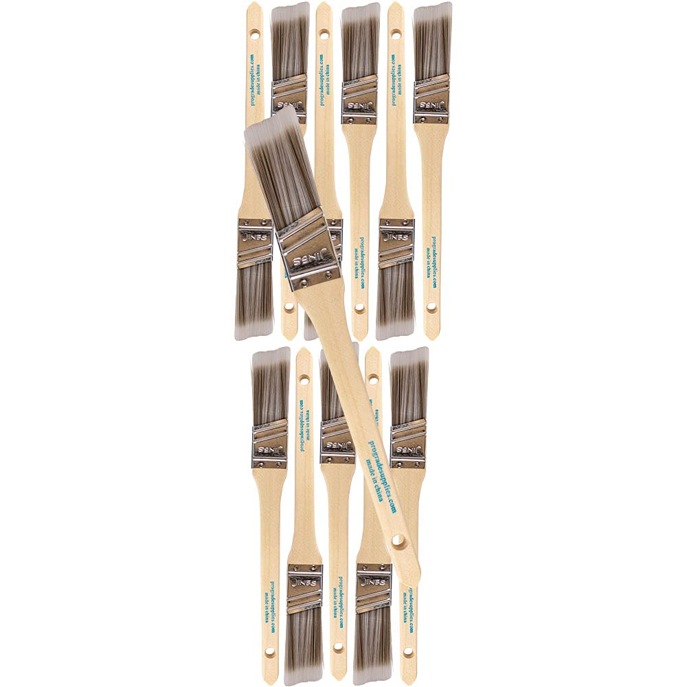 Pro Grade 12-pack 1 inch angle brush set ideal for walls and trim tasks