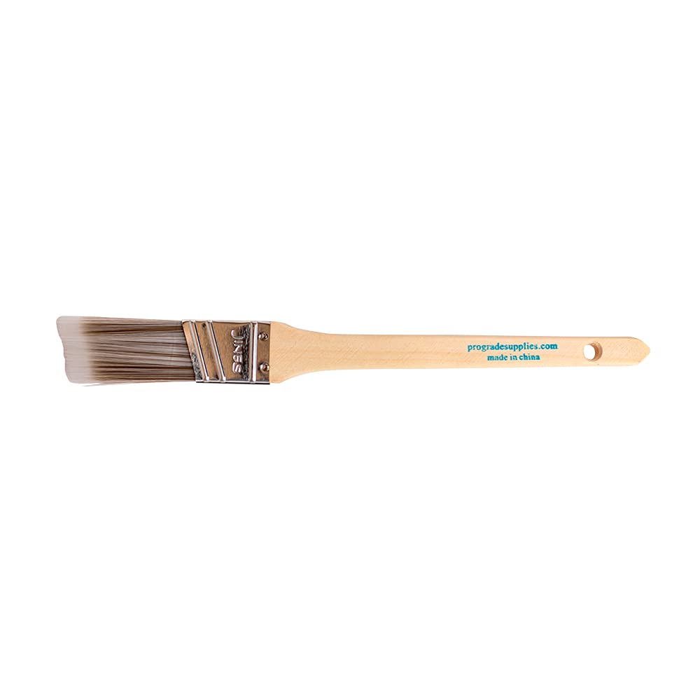 Pro Grade angled brush with durable wood handle for comfortable painting