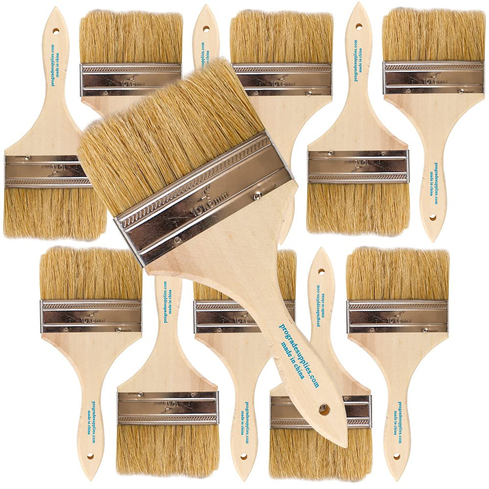Pro Grade chip brush 4in light brown for fast, even paint application.
