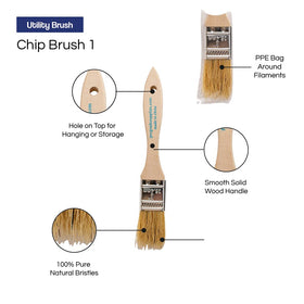 Pro Grade chip brush featuring natural china bristles for paints and varnishes.