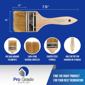 Pro Grade wooden-handle chip brush enhances control on home improvement tasks.