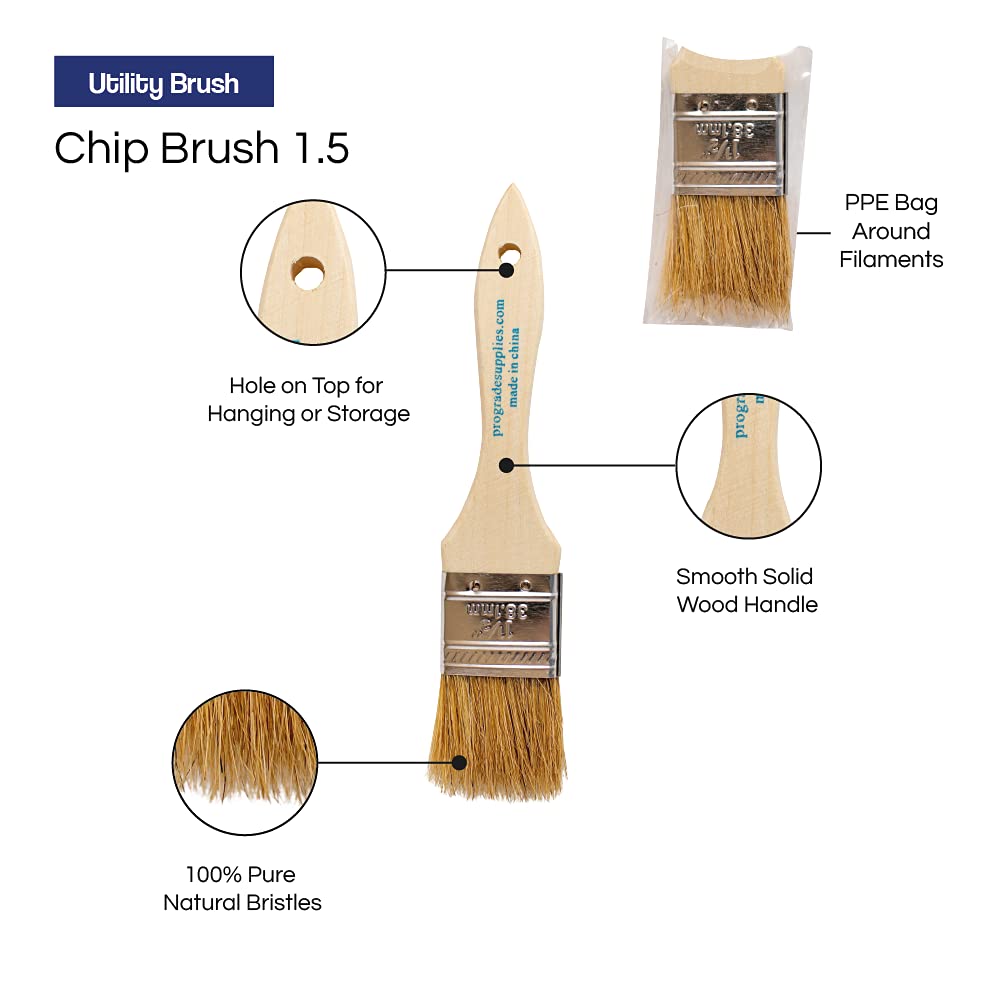 Pro Grade chip brushes square trim for precise edges in projects.