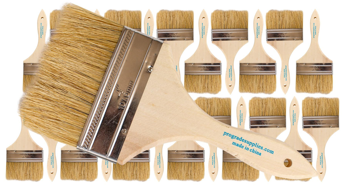 Pro Grade chip paint brush with 4-inch wooden handle for versatile projects