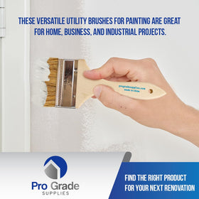 Pro Grade chip brush compatible with paints, stains, varnish, and gesso