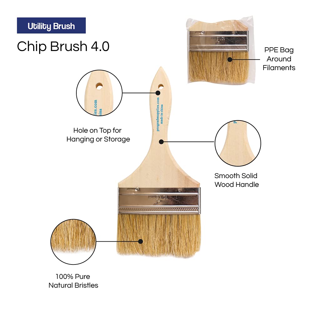 Pro Grade brush showing wooden handle and tin ferrule for durable use.