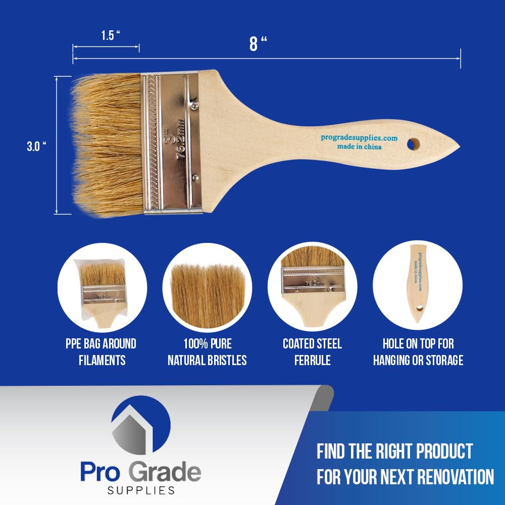 Pro Grade wooden-handle chip brush with durable grip