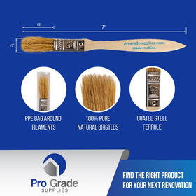 Pro Grade chip brushes with wood handle, durable for tough tasks.