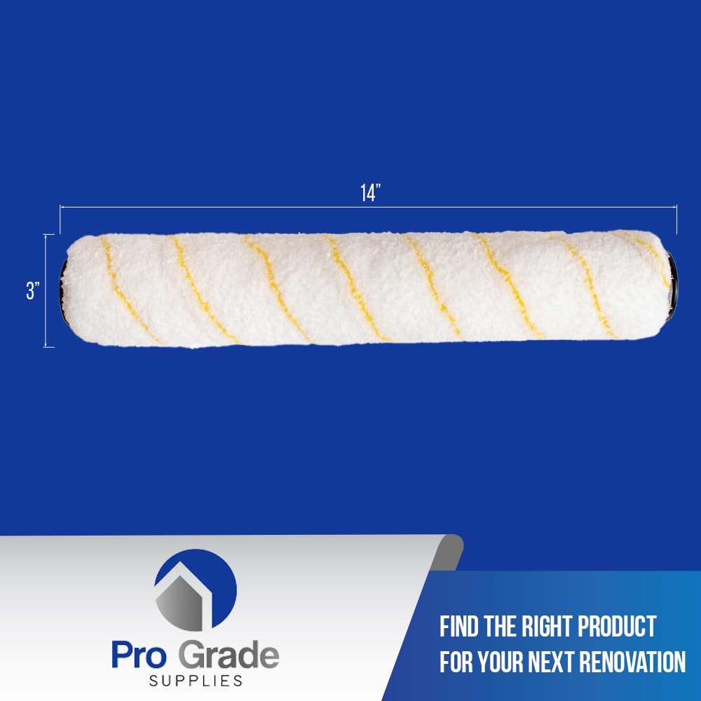 Pro Grade microfiber roller cover with 1/2-in nap shows lint-free finish.