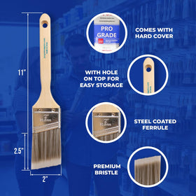 Pro Grade brush with thick filaments holds more paint for faster coverage.
