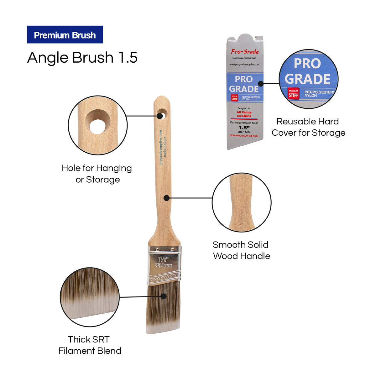 Pro Grade 2.5 to 3 inch angle brush set for broad surfaces and trim