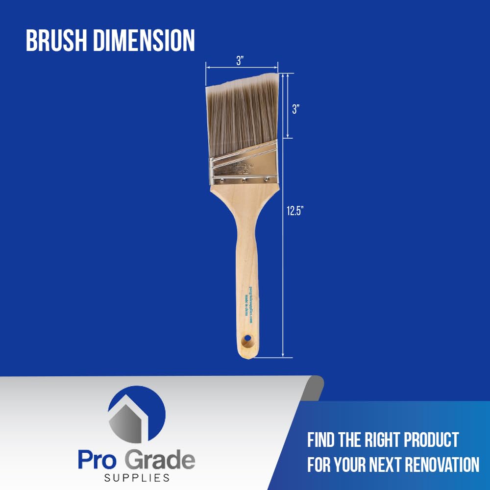 Pro Grade 3in-angle-bristles-closeup highlighting sturdy synthetic bristles for paint pickup.