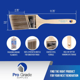 Pro Grade brushes with thick synthetic filaments for better paint pickup.