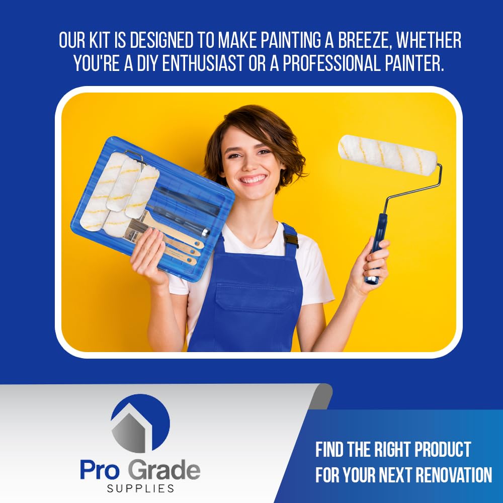 Pro Grade Paint Roller Kit 4-inch microfiber covers for tight spaces.