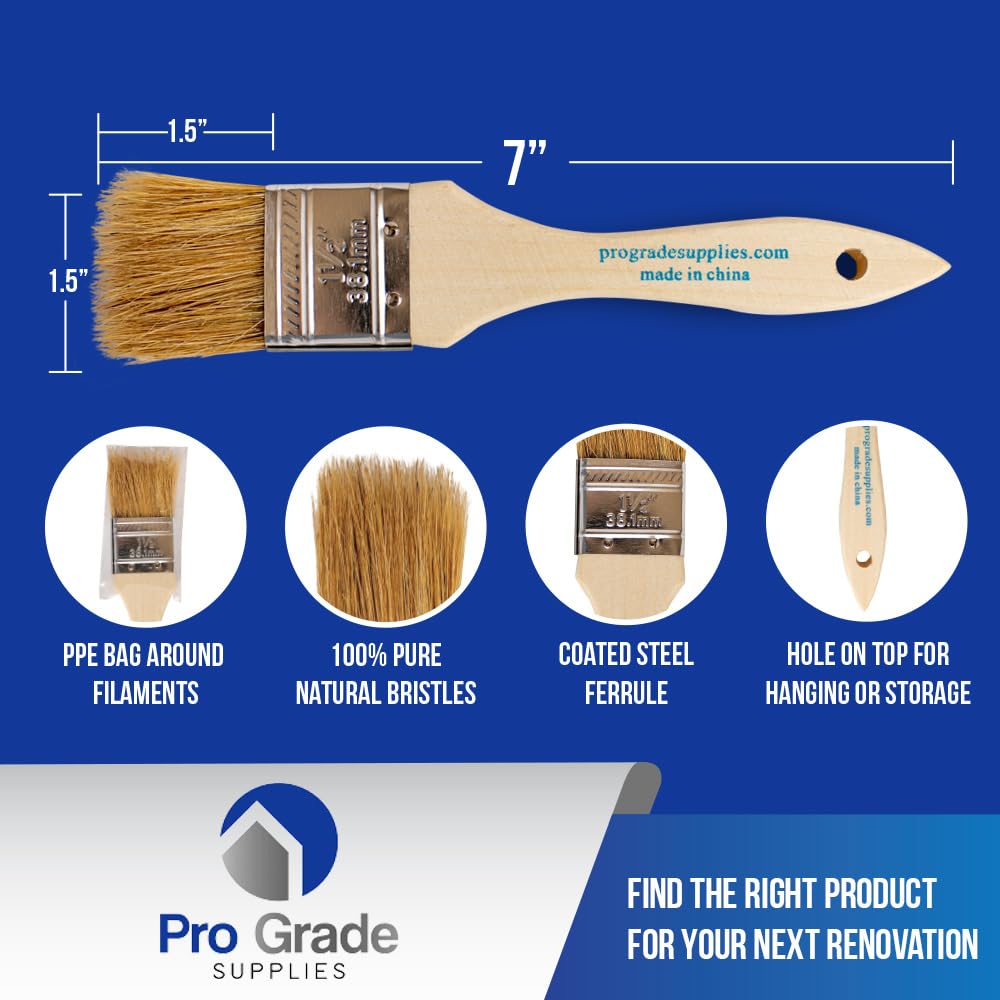 Pro Grade solid wood handle brush delivers durable grip for home projects.