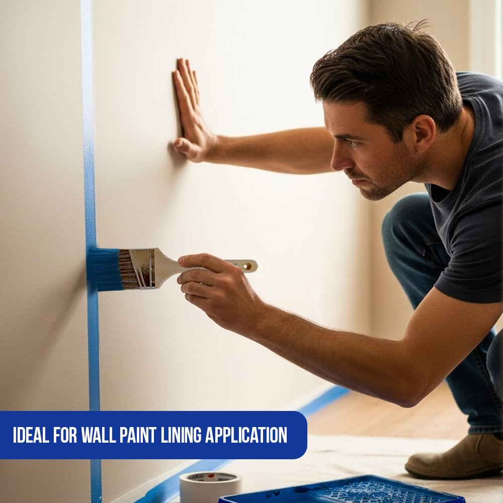 Pro Grade brush with wooden comfort grip handle for comfortable painting.