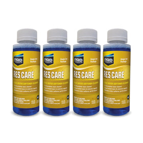 Pro Products Res Care bottle close-up showing cleaner for softeners