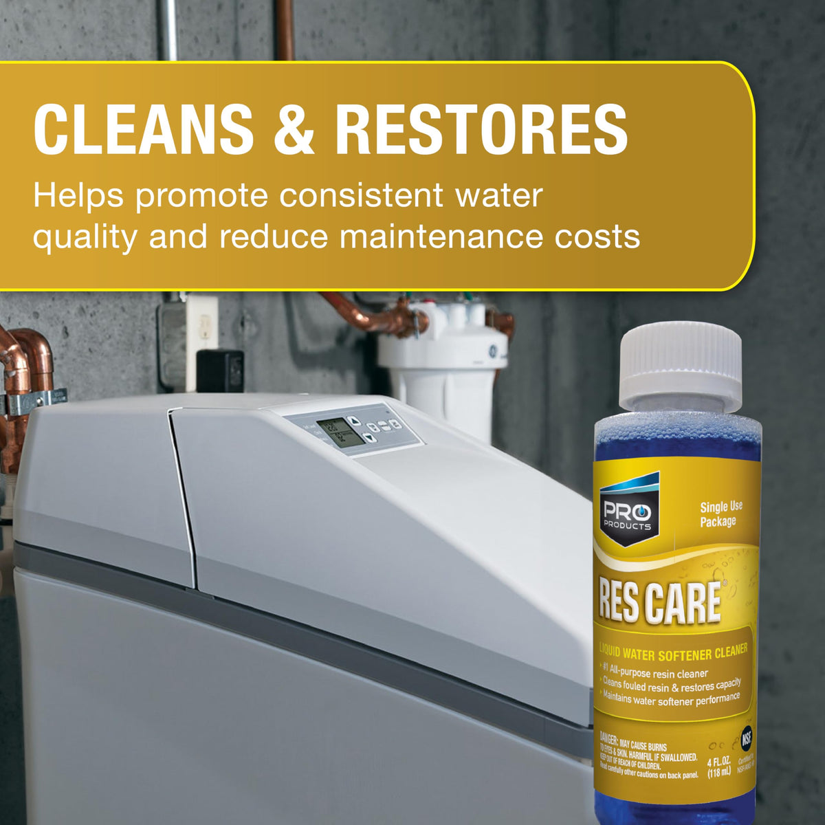 Res Care label detail with usage information for softener care