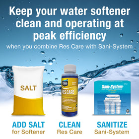 Resin bed cleaning action suggesting mineral buildup removal