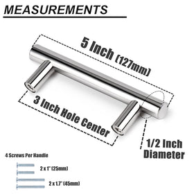Probrico chrome cabinet pull with 12mm diameter, versatile for drawers.