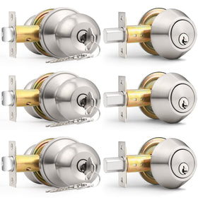 Probrico 3-pack exterior lock set in brushed nickel with keyed alike convenience