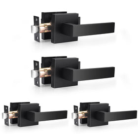 Probrico 4-pack square passage levers in matte black for interior doors.