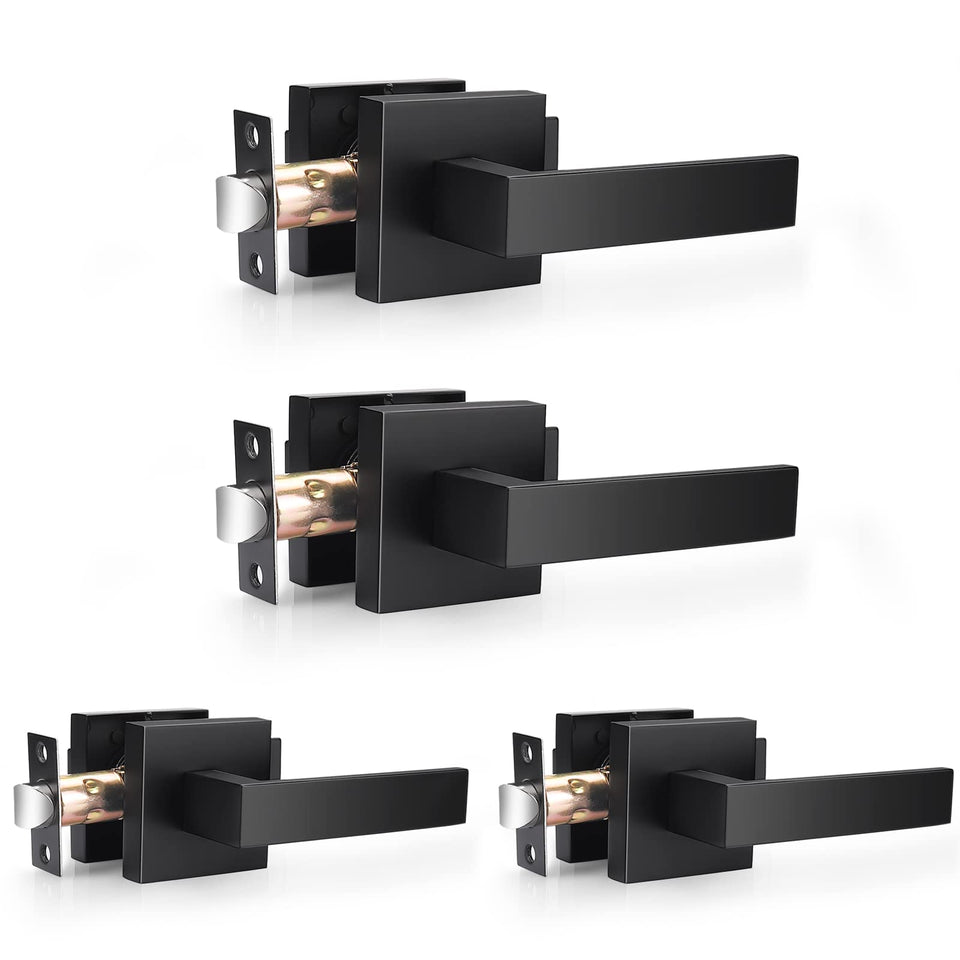 Probrico 4-pack square passage levers in matte black for interior doors.