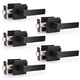 Probrico five pack square privacy lever in matte black for bedrooms and baths.