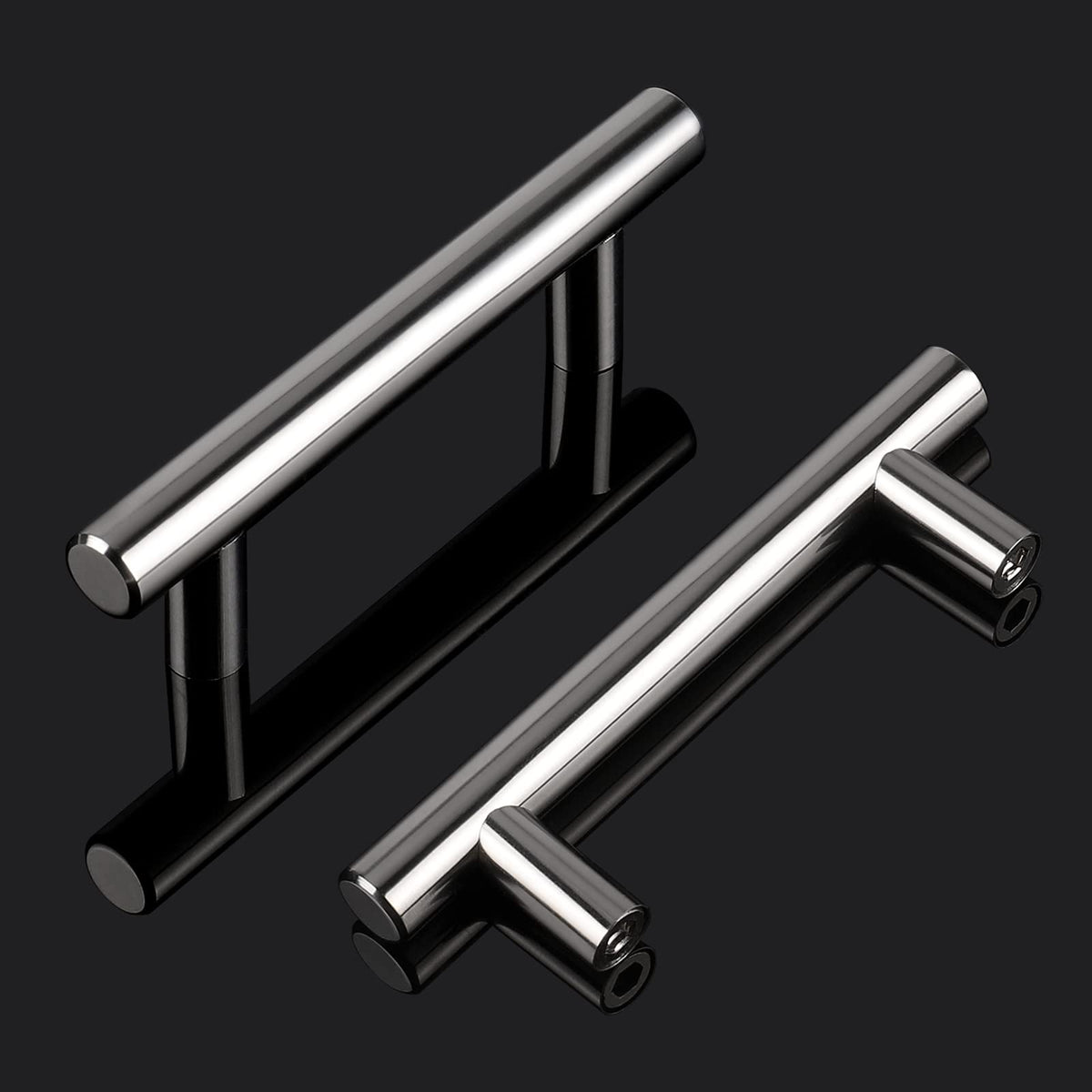Probrico chrome handle side view, sleek euro-style for wardrobes.
