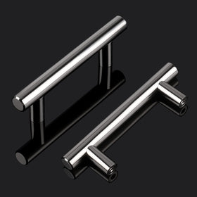 Probrico chrome handle side view, sleek euro-style for wardrobes.