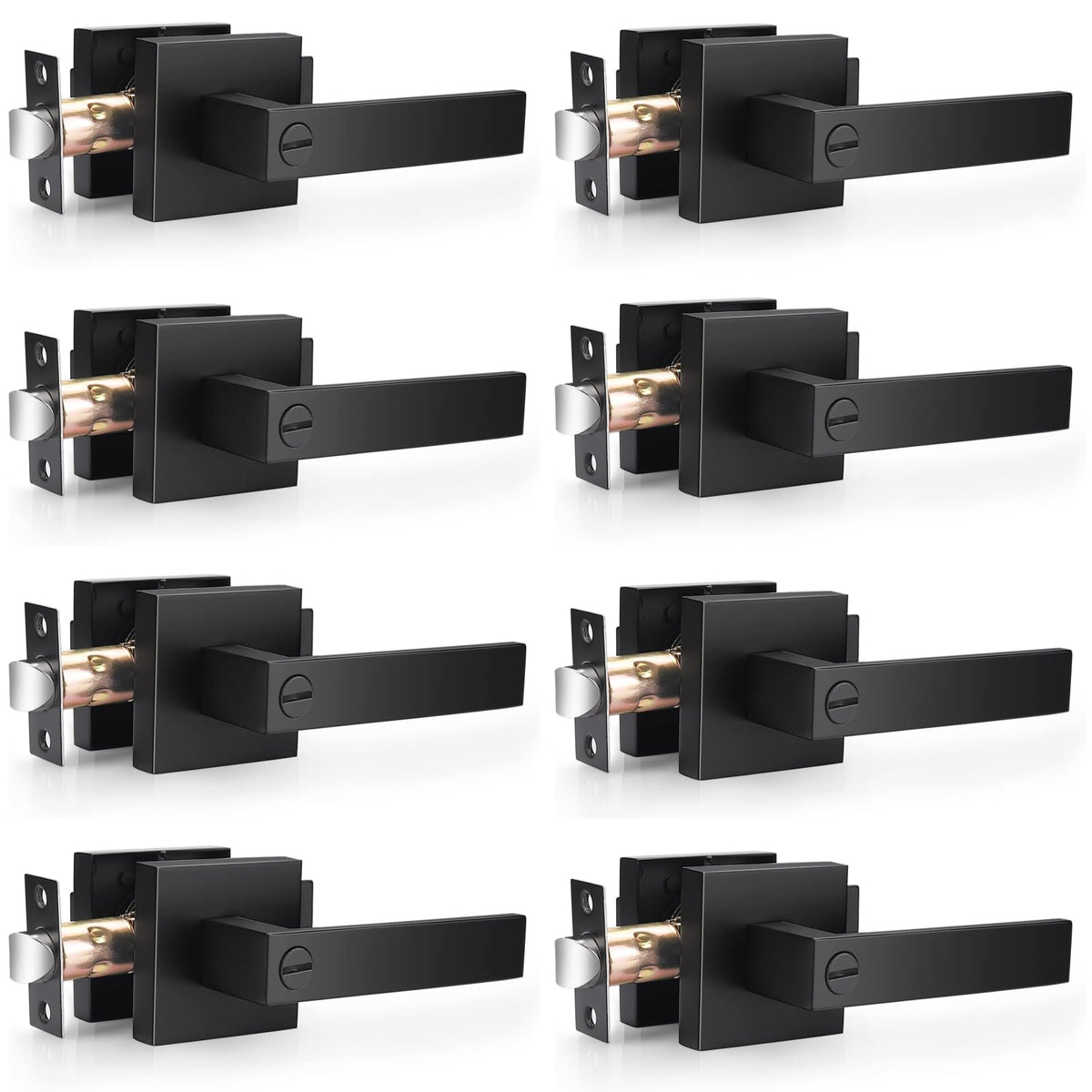Probrico square privacy door lever matte black for bathroom privacy and easy use.