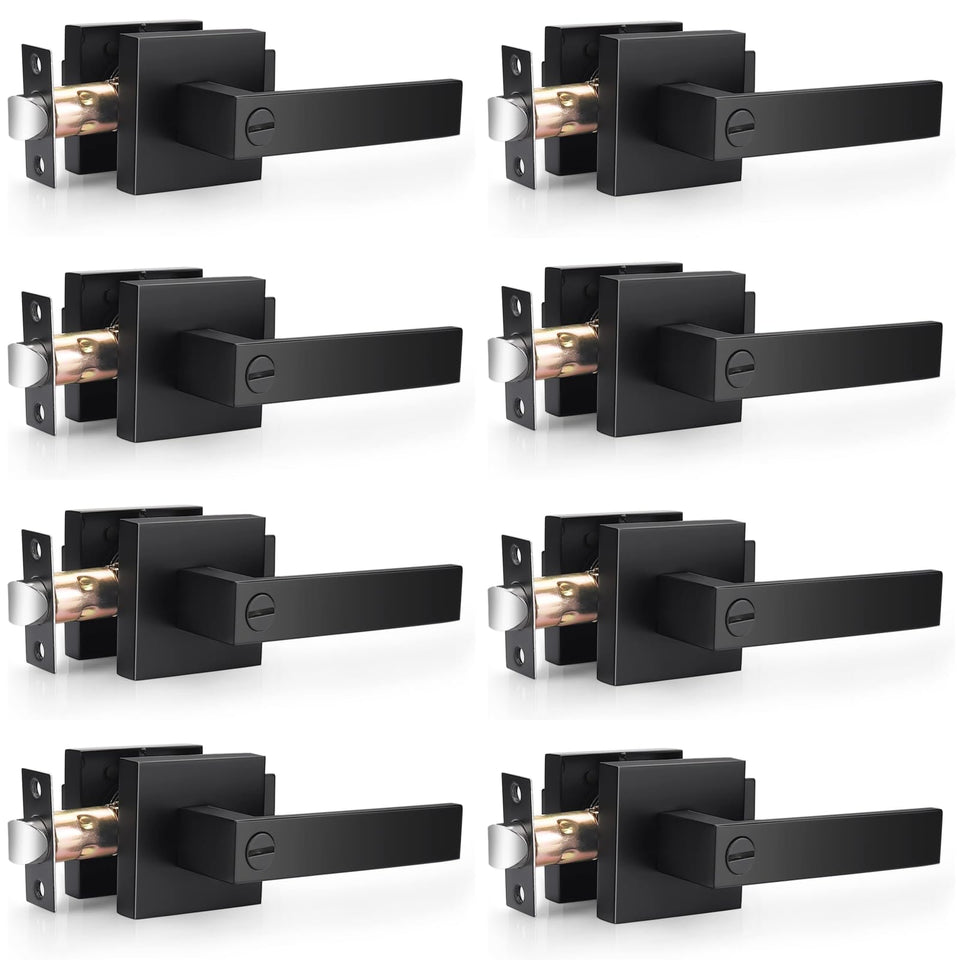 Probrico square privacy door lever matte black for bathroom privacy and easy use.