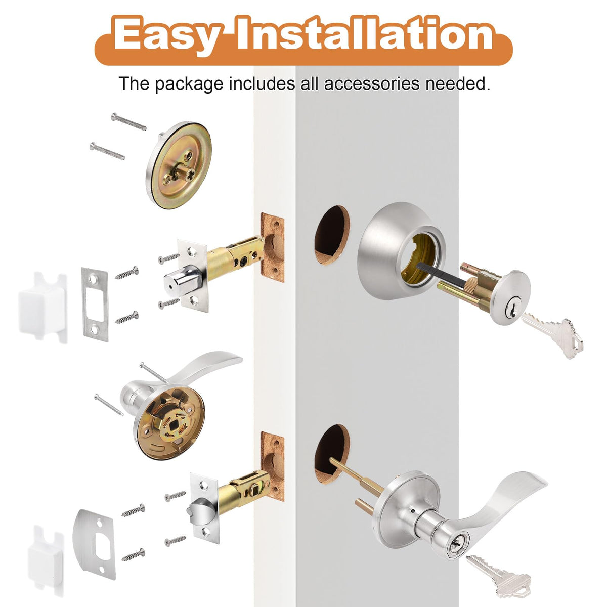 Probrico adjustable backset latch fitting 2-3/8 to 2-3/4 inch doors