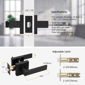 Probrico privacy lever with adjustable latch to fit common door thickness.