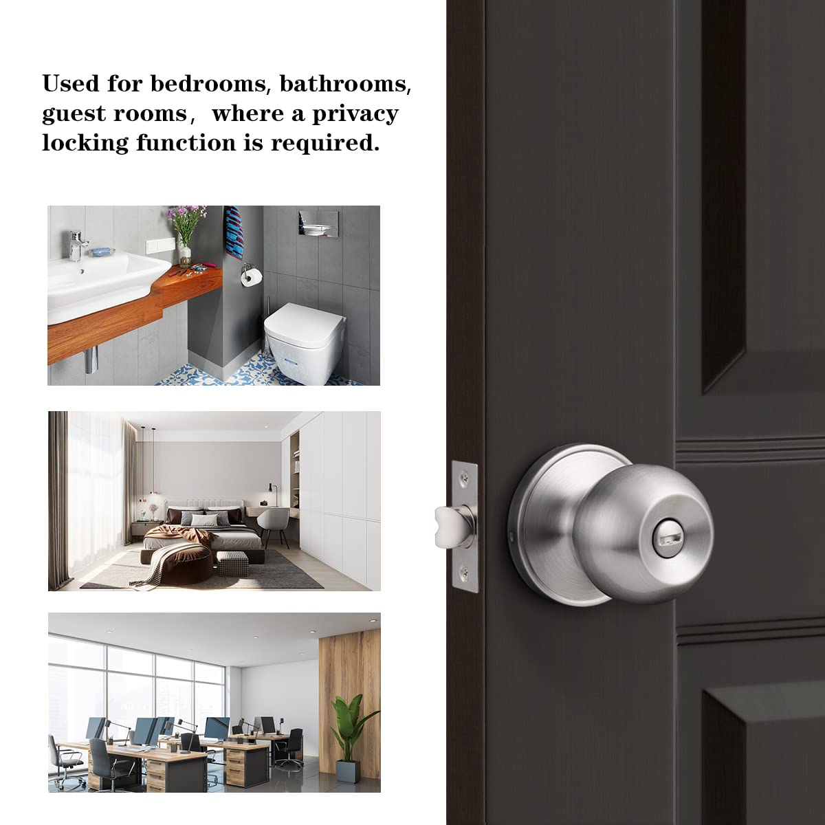 Probrico adjustable latch fits backsets 2-3/8 and 2-3/4 for versatile doors.
