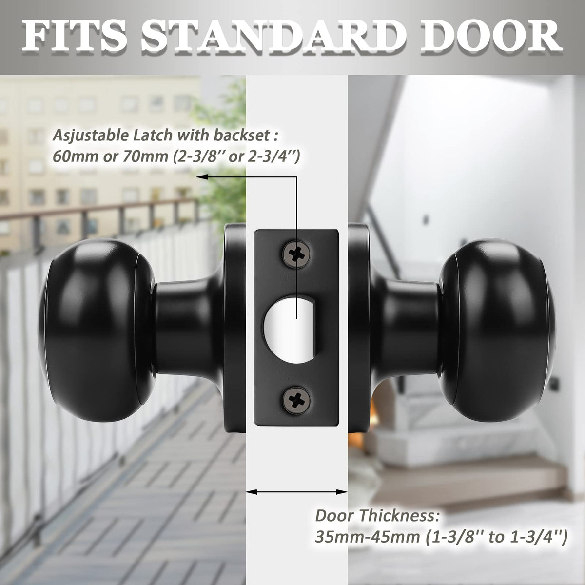 Probrico ANSI Grade 3 door knob in black finish for high-traffic interiors.