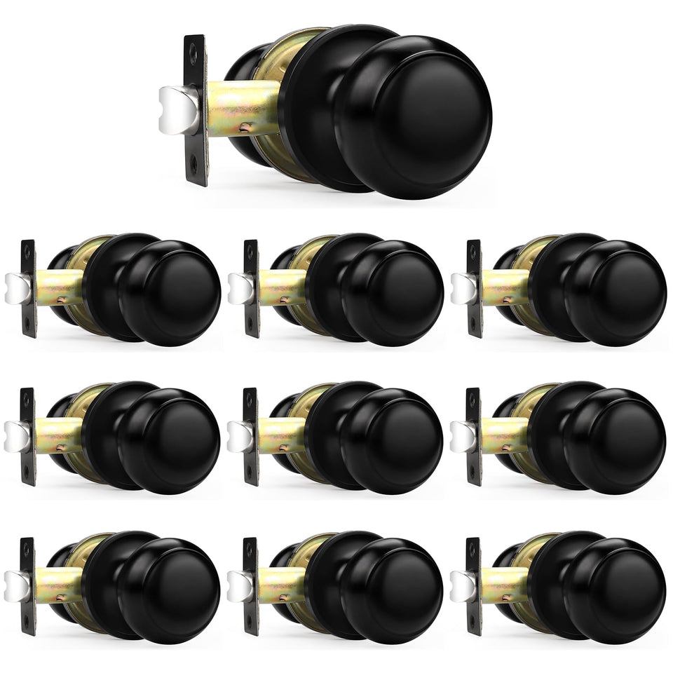 Probrico black door knobs with flat ball interior design for versatile interior doors