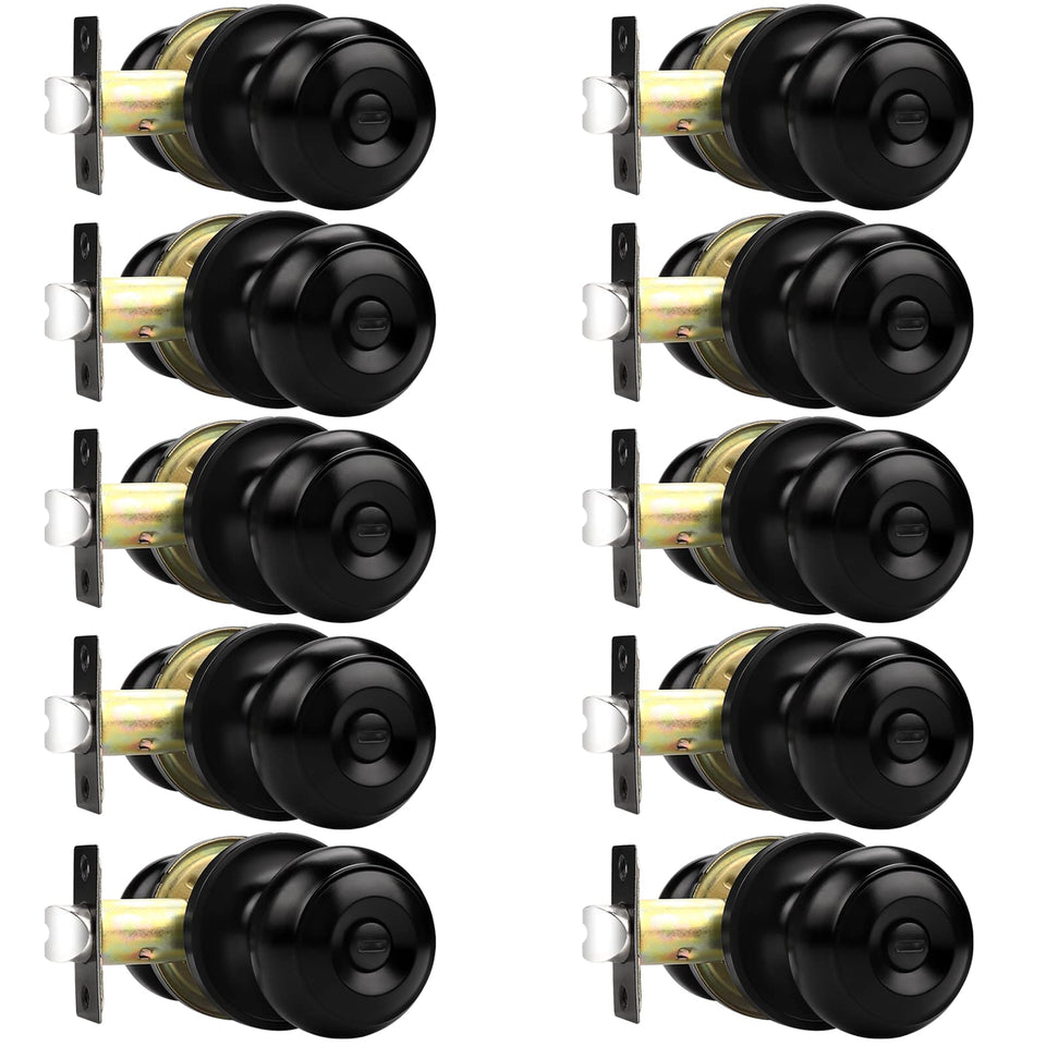 Probrico black door knobs package for 10 privacy interior handles enables easy replacement.