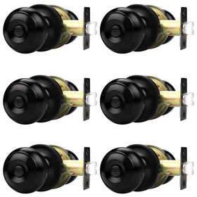 Probrico black round-ball door knob front view for privacy.