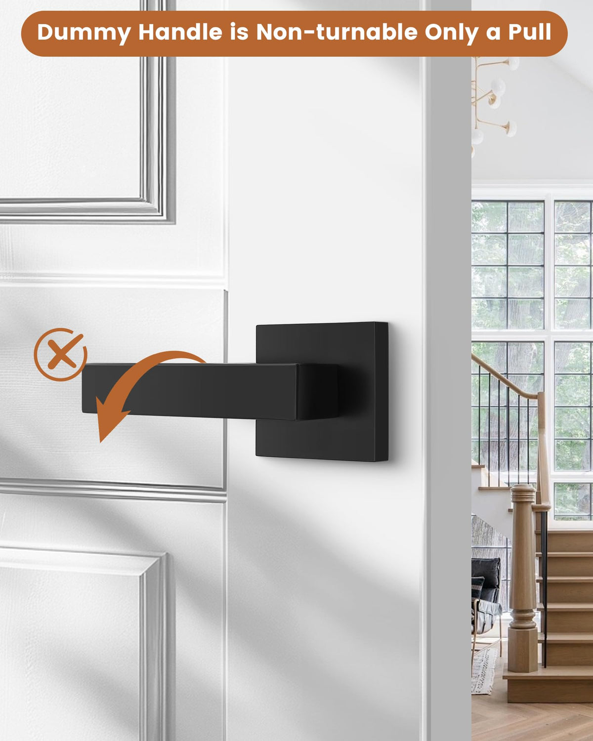 Probrico black finish dummy lever for durable, rust-free closet doors.