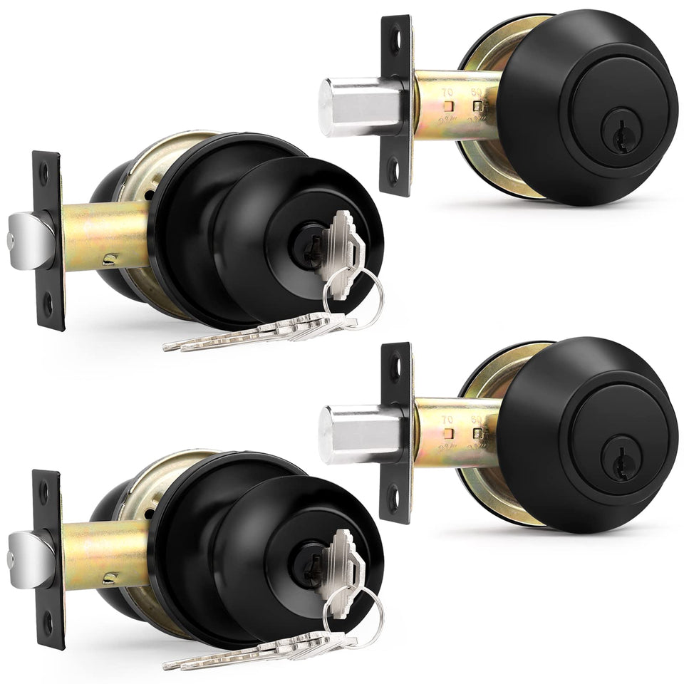 Probrico black keyed-alike entry knobs 2-pack for front door replacement