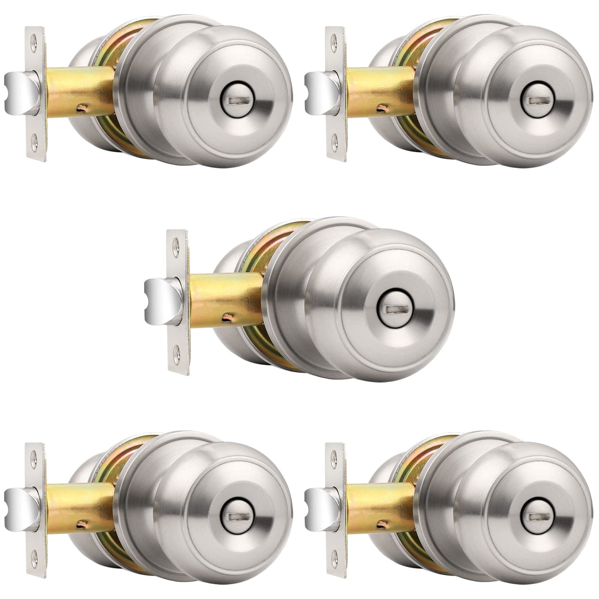 Probrico brushed nickel privacy knob 5-pack for interior doors